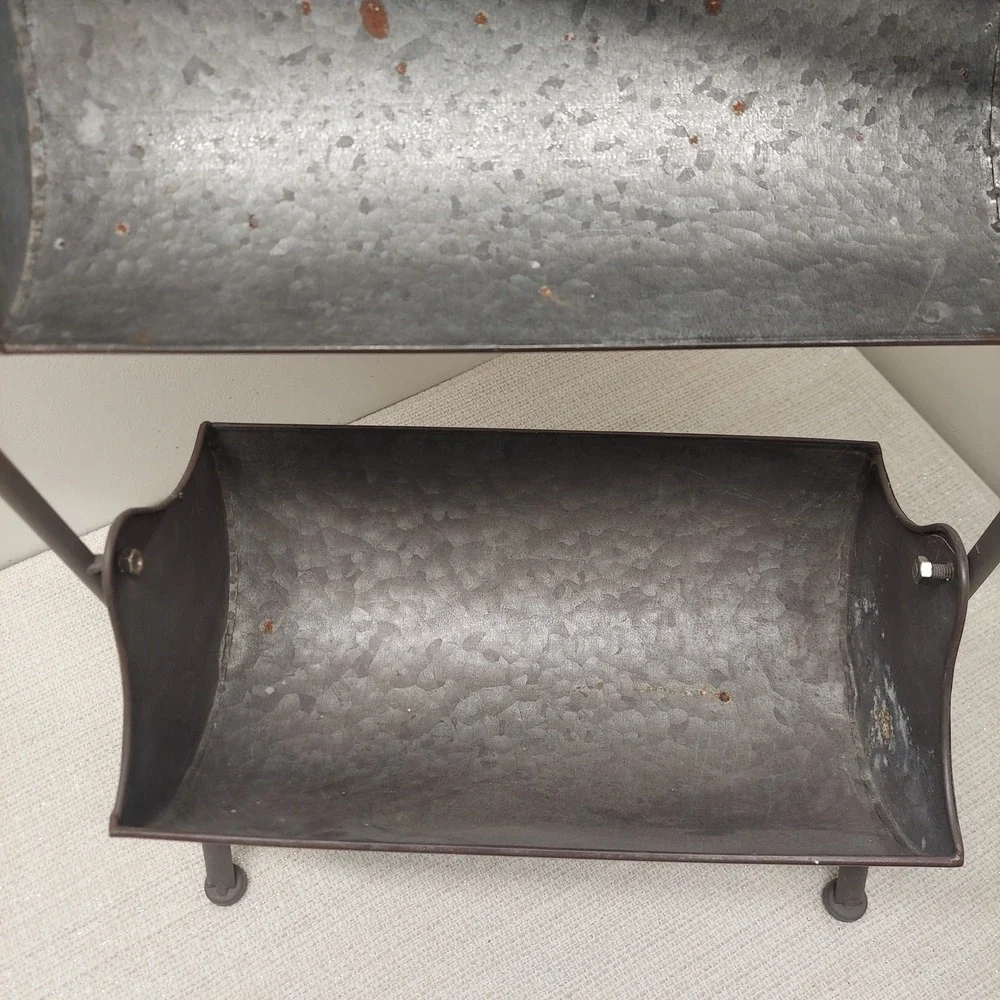 Farmhouse Galvanized Metal Storage Bin Stand Rustic Industrial Organizer